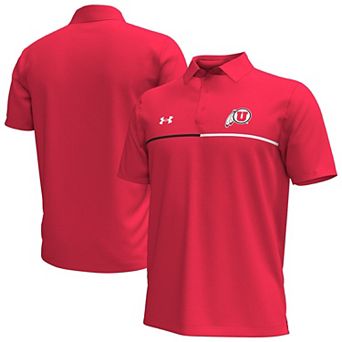 Men's Under Armour Red Utah Utes Playoff Chest Stripe Performance Polo