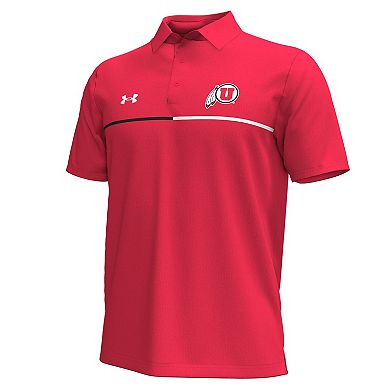 Men's Under Armour Red Utah Utes Playoff Chest Stripe Performance Polo
