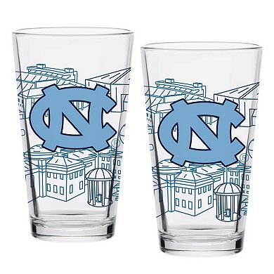 North Carolina Tar Heels Two-Pack 16oz. Campus Line Art Pint Glass Set