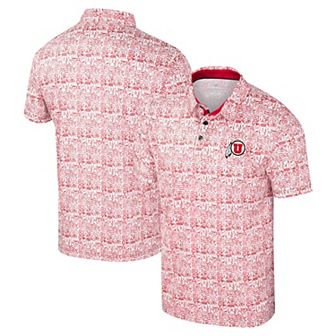 Men's Colosseum Red Utah Utes It's Time! Allover Print Polo