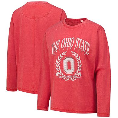 Women's Pressbox Scarlet Ohio State Buckeyes Chandler Olive Leaf Arch Long Sleeve T-Shirt