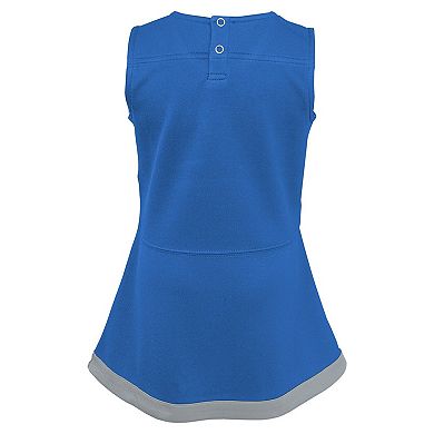 Girls Infant Blue Detroit Lions Cheer Captain Jumper Dress
