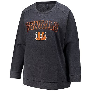 Women's Fanatics Charcoal Cincinnati Bengals Acid Wash Raglan Pullover Sweatshirt
