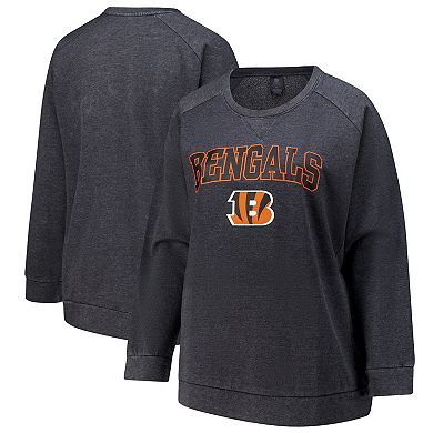 Women's Fanatics Charcoal Cincinnati Bengals Acid Wash Raglan Pullover Sweatshirt