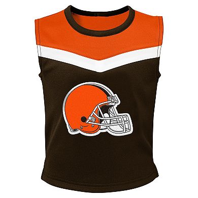 Girls Preschool Brown Cleveland Browns Spirit Cheerleader Two-Piece Set with Bloomers