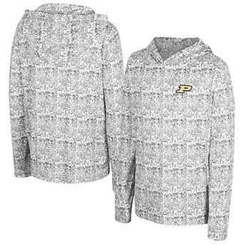 Youth Colosseum Black Purdue Boilermakers All-Over Print Long Sleeve Hoodie T-Shirt