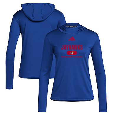 Women's adidas Royal Kansas Jayhawks Long Sleeve Hoodie T-Shirt