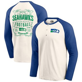 Men's Darius Rucker Collection by Fanatics Cream/Royal Seattle Seahawks Raglan Henley Long Sleeve T-Shirt