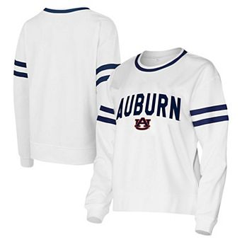 Women's Concepts Sport White Auburn Tigers Borough French Terry Arch Over Long Sleeve T-Shirt