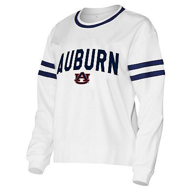 Women's Concepts Sport White Auburn Tigers Borough French Terry Arch Over Long Sleeve T-Shirt