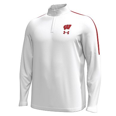 Men's Under Armour White Wisconsin Badgers Playoff Performance Quarter-Zip Jacket