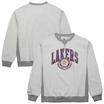 Men's Mitchell & Ness Heather Gray Los Angeles Lakers Vintage Logo Pullover Sweatshirt