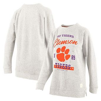 Women's Pressbox Oatmeal Clemson Tigers Plus Size Comfy Cairo Terry Pullover Sweatshirt