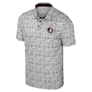 Men's Colosseum Black Florida State Seminoles It's Time! Allover Print Polo