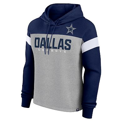 Women's Fanatics Heather Gray/Navy Dallas Cowboys Bold Play Call Pullover Hoodie