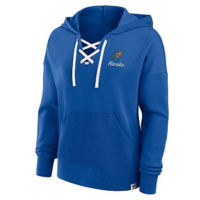 Women's Fanatics Royal Florida Gators Heritage Original Script Lace-Up Pullover Hoodie