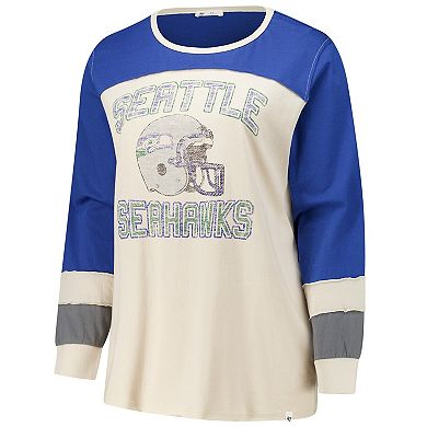 Women's Profile Cream/Royal Seattle Seahawks Double Header Curve Toni Long Sleeve T-Shirt