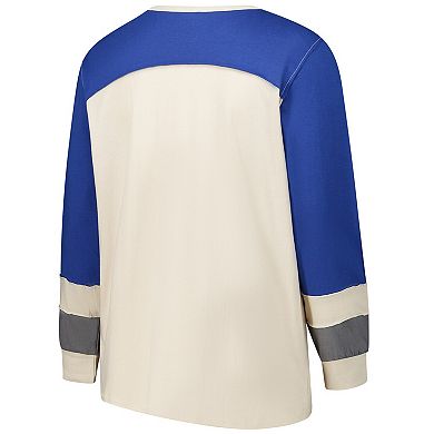 Women's Profile Cream/Royal Seattle Seahawks Double Header Curve Toni Long Sleeve T-Shirt