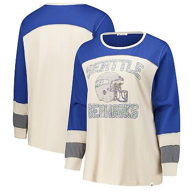Women's Profile Cream/Royal Seattle Seahawks Double Header Curve Toni Long Sleeve T-Shirt