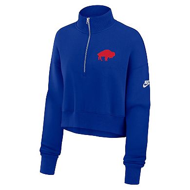 Women's Nike Royal Buffalo Bills Rewind Phoenix Cropped Half-Zip Sweatshirt
