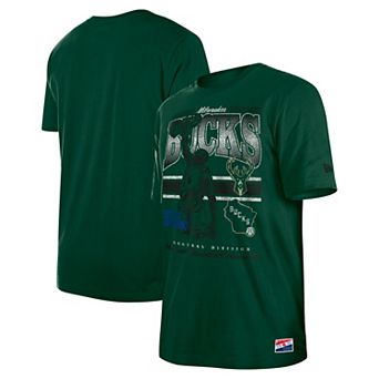 Men's New Era Hunter Green Milwaukee Bucks Enzyme Wash Oversized T-Shirt