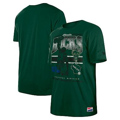 Men's New Era Hunter Green Milwaukee Bucks Enzyme Wash Oversized T-Shirt