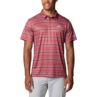 Men's Columbia Scarlet Ohio State Buckeyes PFG Super Terminal Tackle�� Omni-Shade�� Stripe Polo