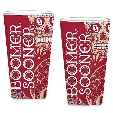 Oklahoma Sooners Two-Pack 16oz. Dia De Los Muertos Pint Glass Set