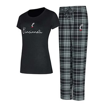 Women's Concepts Sport Black Cincinnati Bearcats Vector T-Shirt & Flannel Pants Sleep Set
