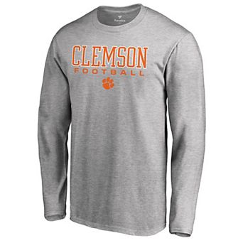 Men's Heathered Gray Clemson Tigers True Sport Football Long Sleeve T-Shirt