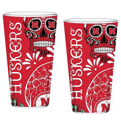 Nebraska Huskers Two-Pack 16oz. Dia De Los Muertos Pint Glass Set
