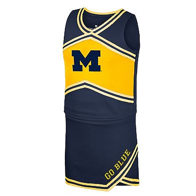 Girls Youth Colosseum Navy Michigan Wolverines Cheerleader Top & Skirt Set