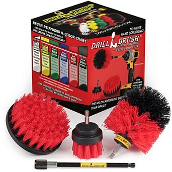 Stiff Scrubber Kit With Extension - Garden - Fire Pit - Patio - Deck - Concrete - Stone - Brick