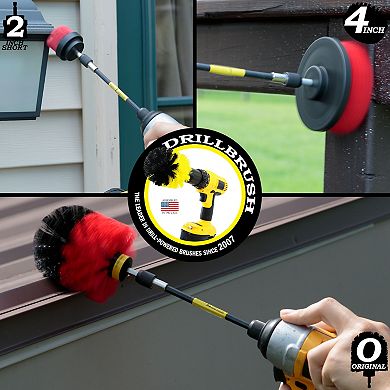 Stiff Scrubber Kit With Extension - Garden - Fire Pit - Patio - Deck - Concrete - Stone - Brick