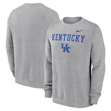 Men's Nike Heather Gray Kentucky Wildcats Primetime Primary Stack Pullover Sweatshirt