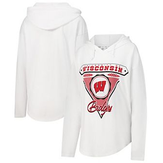 Women's Pressbox White Wisconsin Badgers San Bruno Hoodie Long Sleeve T-Shirt