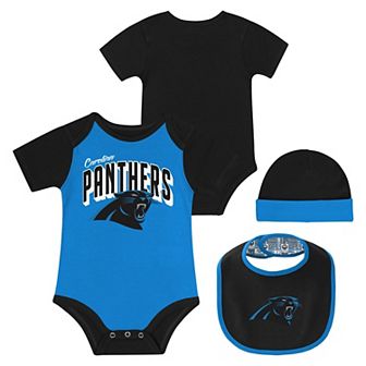 "Newborn & Infant Carolina Panthers Dynamic Duo Bodysuit, Bib & Knit Hat Set"