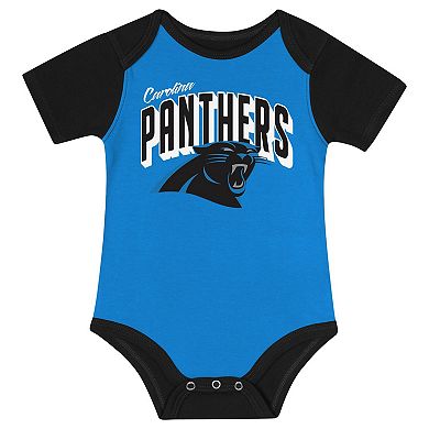 "Newborn & Infant Carolina Panthers Dynamic Duo Bodysuit, Bib & Knit Hat Set"
