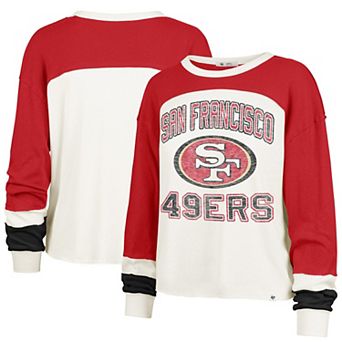 Women's Profile Cream/Scarlet San Francisco 49ers Double Header Curve Toni Long Sleeve T-Shirt