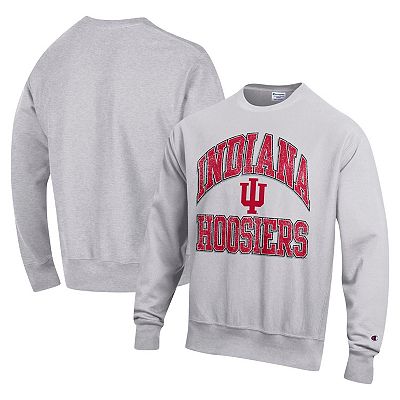Men s Champion Heather Gray Indiana Hoosiers Vault Late Night Reverse Weave Pullover Sweatshirt