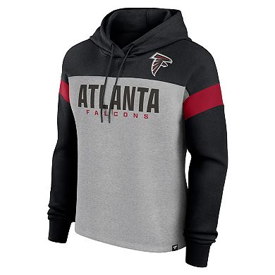 Women's Fanatics Heather Gray/Black Atlanta Falcons Bold Play Call Pullover Hoodie