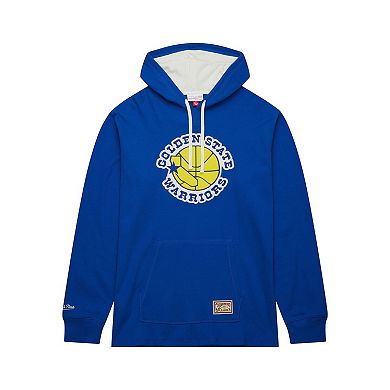 Men's Mitchell & Ness Royal Golden State Warriors Hardwood Classics Lightweight Thermal Pullover Hoodie