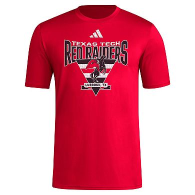 Men's adidas Red Texas Tech Red Raiders Locker Trilateral Pre-Game AEROREADY T-Shirt