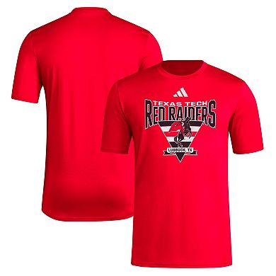 Men's adidas Red Texas Tech Red Raiders Locker Trilateral Pre-Game AEROREADY T-Shirt