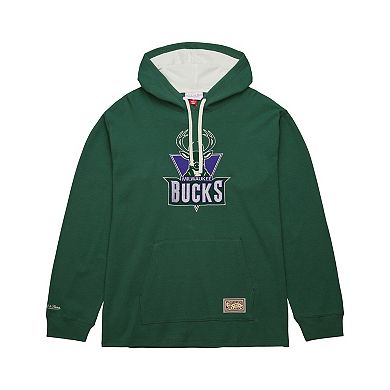 Men's Mitchell & Ness Green Milwaukee Bucks Hardwood Classics Lightweight Thermal Pullover Hoodie