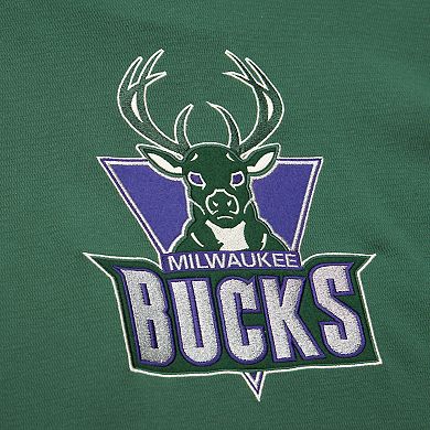 Men's Mitchell & Ness Green Milwaukee Bucks Hardwood Classics Lightweight Thermal Pullover Hoodie