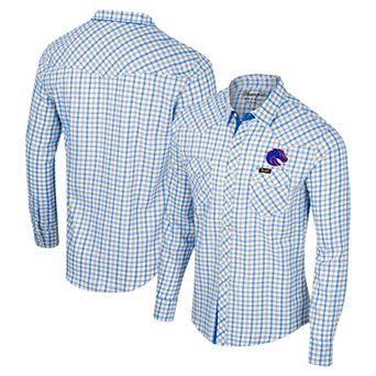 Men's Colosseum x Wrangler White Boise State Broncos Plaid Window Pane Long Sleeve Full-Snap Shirt