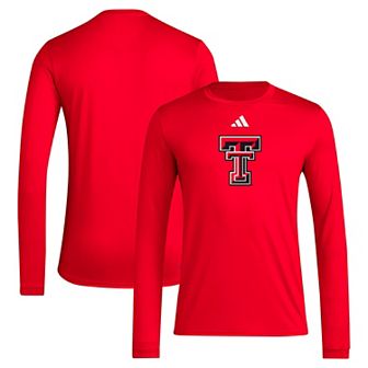 Men's adidas Red Texas Tech Red Raiders Primary Locker Logo AEROREADY Long Sleeve T-Shirt