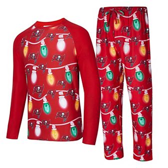 Men's Concepts Sport Red Tampa Bay Buccaneers Garland Knit Raglan Long Sleeve T-Shirt and Pants Set