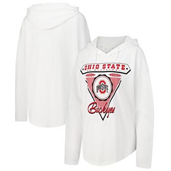 Women's Pressbox White Ohio State Buckeyes San Bruno Hoodie Long Sleeve T-Shirt